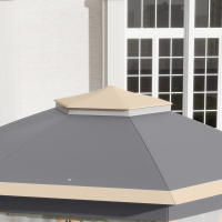 [Tienda de Jardín seleccionada]🎁] Hexagonal 4x4 m with Funda impermeable y UV, Doble Techo, rejillas de ventilatón, Bolsa de Transporte, poliéster beige Y CAFI - details 4
