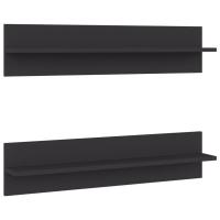 vidaXL Estante de pared 2 uds contrachapado 80x11,5x18 cm Gris, gris brillante, Mueble Almacenaje Estantería para Oficina, Estudio, Dormitorio Estantería/Librería/ mueble de Almacenamiento - details 1