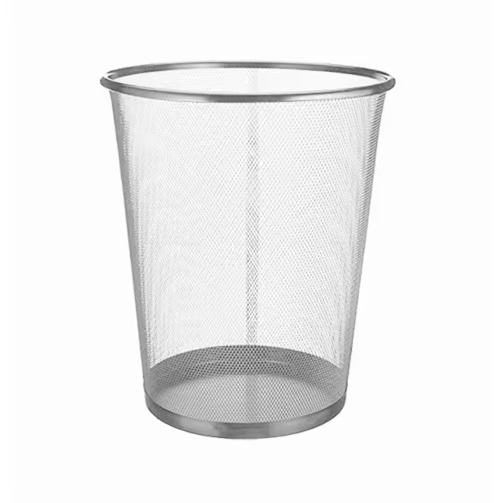 Euroxanty Papelera Metálica Oficina | Cubo Basura Gris 10L | Paredes Perforadas | Estable y Resistente - 1