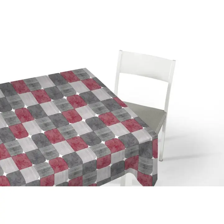 Mantel Hulehule Tex - Huletec Cuadros Rojo, Gris, Ocre, Marrón Impermeable PVC Anti manchas Añade Calidez y Estilo a tu Mesa - 1