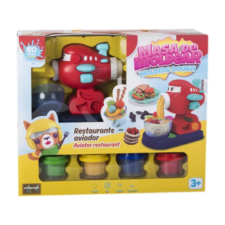 Set Plastilina Avión Estrusor con 4 Botes y Accesorios Moldeo COLEPROFE - 1