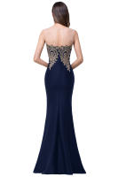 Vestido De Noche Elegante De Sirena Para Mujer Azul Rojo Con Aplicaciones Doradas Lace Sweetheart Illusion Vestido De Boda Fiesta Prom Robe De Soiree - details 28