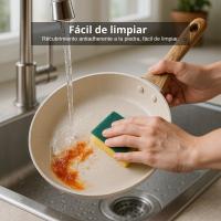 Set de 3 Sartenes de Aluminio Forjado 20/24/28 cm con Revestimiento Antiadherente de Mármol 3 Capas, Mango Ergonómico de Silicona, Aptas para Cocina de Inducción, Gas y Vitrocerámica - details 2