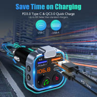 LENCENT FM Transmisor Bluetooth 5.0 Inalámbrico Con Kit De Manos Libres Para Coche Reproductor MP3 USB Tipo-C PD 20W+ QC3.0 Rapido Modulador FM - details 3