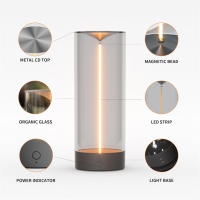 Lámpara De Mesa LED Magnética Con Control Táctil Recargable Por USB Luz Nocturna Para Dormitorio Iluminación Ambiente Rectangular - details 4