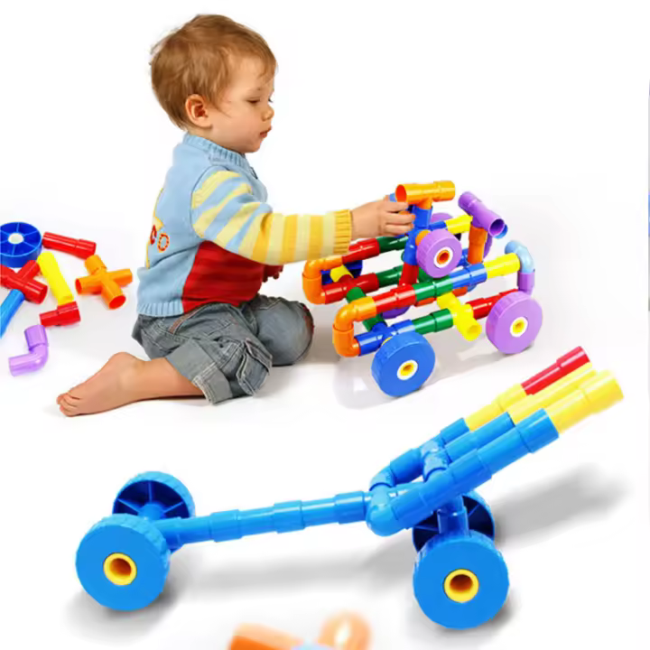 Conusea Bloques De Construcción De Tubo 21-144 PCS Juguete Educativo DIY Para Niños Y Niñas Edad 4-12 Años Bloques De Carreras 3D - 1