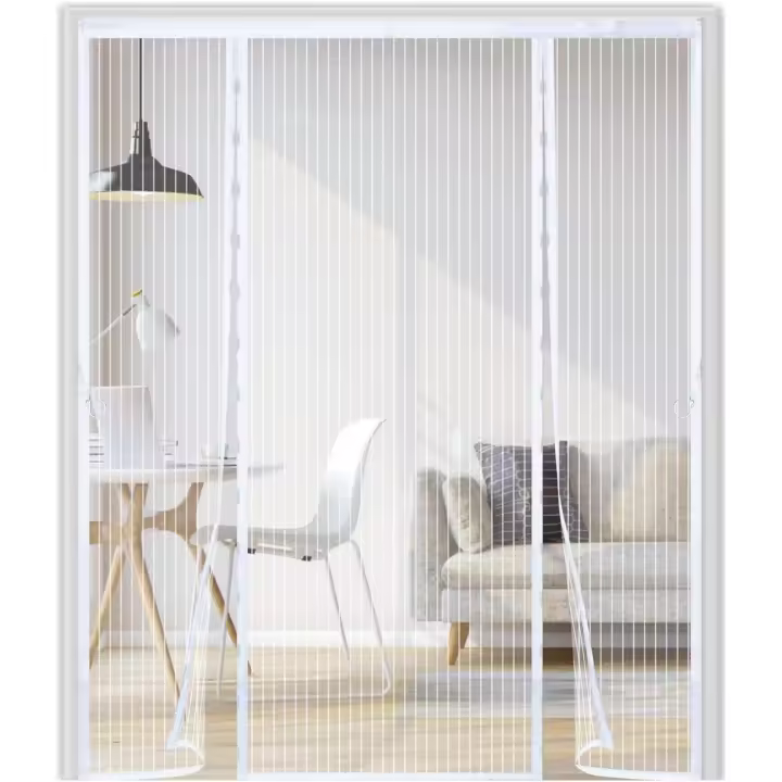 Mosquitera Puerta Magnetica 150x200cm,Doble Apertura Lateral Mosquitera Puerta Corredera, Se Cierra Automáticamente,Cortinas Mosquiteras para Puertas, Ventanas, Balcón,Blanco - 1