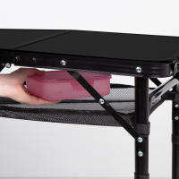 Aktive - Mesa baja exterior, 60x45x27/56 cm, color negro, ajustable en altura, topes antideslizantes, asas de transporte, cierre de seguridad, incluye red auxiliar desmontable, peso soportado 30 kg, mesa plegable, mesas de camping, playa y jardín - details 4