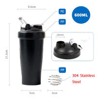 Botella De Fitness 600ml Portátil 20oz Shaker Para Proteínas Ideal Para Entusiastas De La Fitness Y Atletas Material ABS - details 2