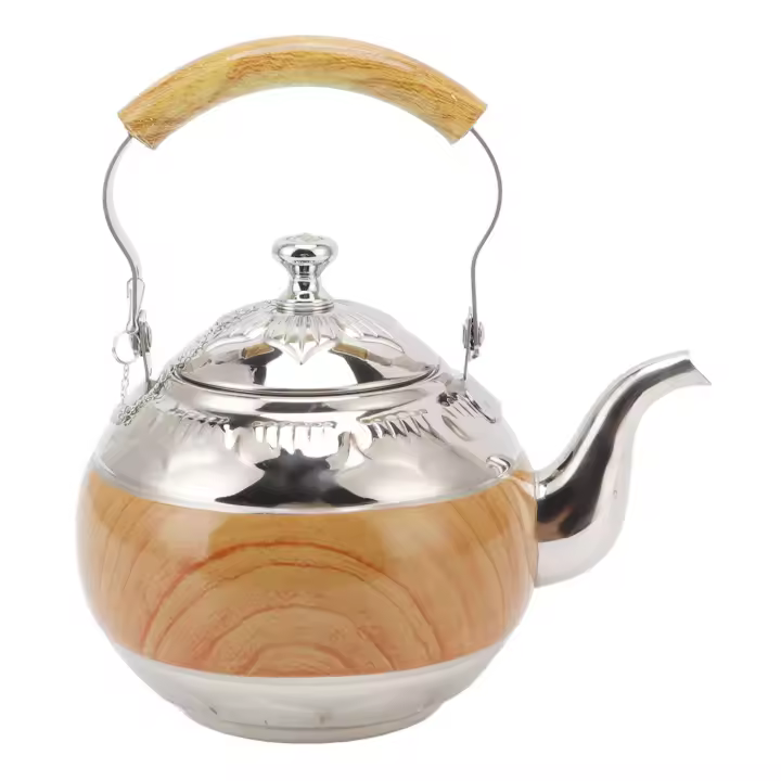 Tetera de acero inoxidable de 1 l, gruesa, resistente a la corrosión, plateada, para té y café - 1