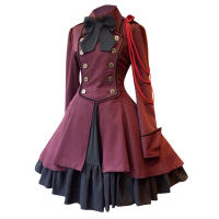 Vestido Lolita Vintage Medieval Negro Para Mujer Estilo Gótico Renacentista Con Volante Clásico Halloween Dulce Kawaii A-Line Talla Natural Vestidos De Poliéster Talla Regular Cuello Con Borla - details 1