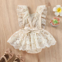 Bodysuit De Verano Para Bebés Niñas Lioraitiin Con Encaje Floral Estilo off Shoulder Ropa Infantil Recién Nacidos 0-24M - details 3