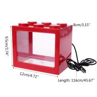 Acuario Pequeño Con Lámpara LED Iluminada En Forma De Pez Miniatura Con Paisaje Marino Y Algas Juguete De Plástico Para Decoración De Escritorio Tamaño 12x8x9.5cm Colores Rojo Negro Blanco - details 6