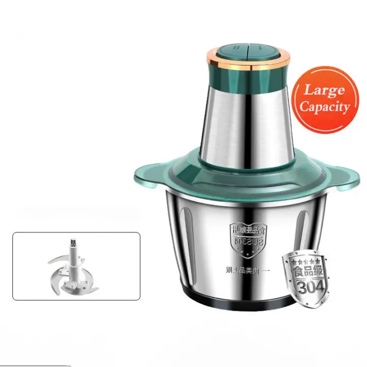 2L Picadora de carne eléctrica, procesador de alimentos, máquinas de cocina de acero inoxidable, cortadora de verduras, picadora doméstica - 1