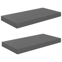 vidaXL Estantes flotantes de pared 2 uds MDF 50x23x3,8 cm Blanco brillante, negro brillante, gris brillante Mueble Almacenaje Estantería para Oficina, Estudio, Dormitorio Estantería/Librería/ mueble de Almacenamiento - details 3