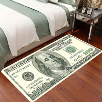 ALFOMBRA FELPUDO CON ESTAMPADO DE BILLETE DE DÓLAR 80x50cm Antideslizante 100% Poliéster - SpazioLuzio - details 1