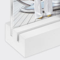 Berks Kit Marco Acrílico con base de madera blanca, set compuesto por 3 marcos acabado transparente, mesa multifoto, compuesta por marcos acrílicos que se pueden colocar sobre la base de madera, para 3 fotos, apto para hogar y oficina. - details 1