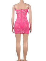 Beyprern Vestido De Noche De Perlas Y Rhinestones Para Mujer Vestido De Fiesta Con Pico De Pavo Y Diamantes Elegante Y Sexy Para Cumpleaños Y Clubwear - details 6