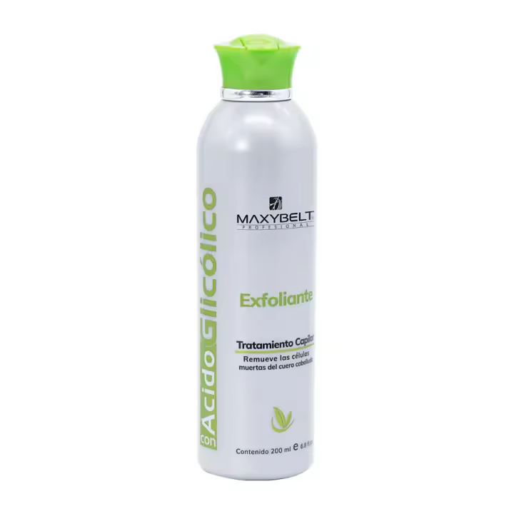 Maxybelt Profesional Tratamiento Capilar Exfoliante con Acido Glicólico 200ml - Remueve las células muertas del cuero cabelludo / Para eliminar el exceso de sebo en el cuero cabelludo. Para el pelo graso /Con ingredientes de origen natural. - 1