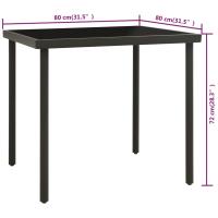 vidaXL Mesa de comedor jardín vidrio y acero gris antracita 80x80x72cm - details 3