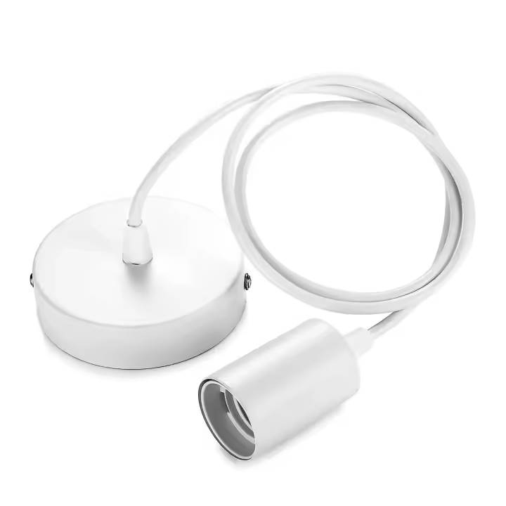 Soporte De Bombilla E27 Para Lámpara Colgante Industrial En Blanco Y Negro Cable De Instalación Para Iluminación Fixtures - 1