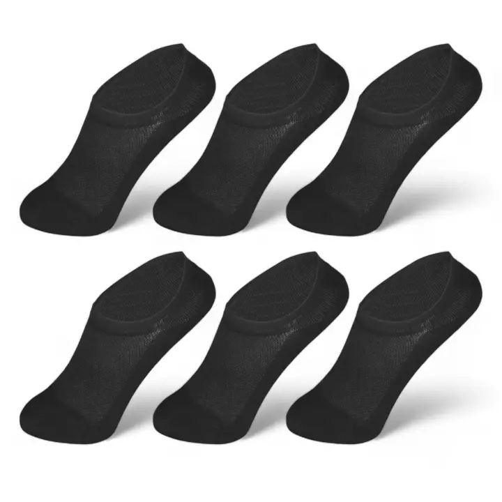 6 Pares Calcetines Invisibles Pinkies Hombre Mujer Calcetines Bajos Transpirables de Algodón Calcetines Cortos Antideslizantes con Silicona; Blanco Negro - 1