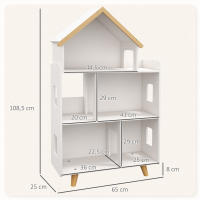 ZONEKIZ Estantería para Juguetes para Niños Organizador Infantil de 3 Niveles con 1 Techo Carga 50 kg para Sala de Juegos Habitación Guardería 65x25x108,5 cm Blanco - details 2