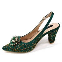 Sandalias De Fiesta Verdes Con Zapatos De Tacón Alto Y Bolso De Venus Chan Estilo INS Punta Redonda Brillante Elegantes Para Mujer - details 27