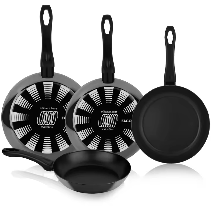 Fagor Indutherm - Set de Sartenes Negras 20 + 24 + 26 + 28 cm, Acero Esmaltado, Antiadherente Bicapa, Para Todas las Cocinas, Lavavajillas, Inducción - 1
