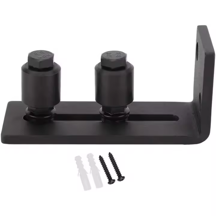 Universal verstelbare vloergeleider, schuifdeurgeleider van koolstofstaal, eenvoudig te installeren schuifdeurgeleider met accessoire voor 76 mm schuurdeur 10,5 x 4 x 5 cm (negro, normal) - 1