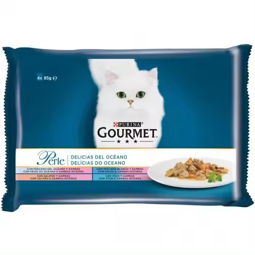 GOURMET PERLE Delicias del Oceano con Pesc del Oco, con Leng, con Salmon, con Atun Multipack (4x85g) - 1