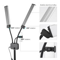 Luz De Video LED Flexible Con Dos Brazos Iluminación Doble Color Dimmer 3 Modos De Iluminación Soporte Para Teléfono Para Transmisiones En Vivo - details 3