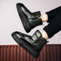 Botas De Hombre Talla Grande Con Peluche Aislante Invierno Impermeables Botines De Pies Suaves De Satén Material De Suela De Goma - details 16
