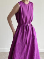 Vestido Largo Vintage De Algodón Y Lino Para Mujer REALEFT Sin Mangas Estilo Casual Suelto Con Cinturones Verano 2025 - details 1