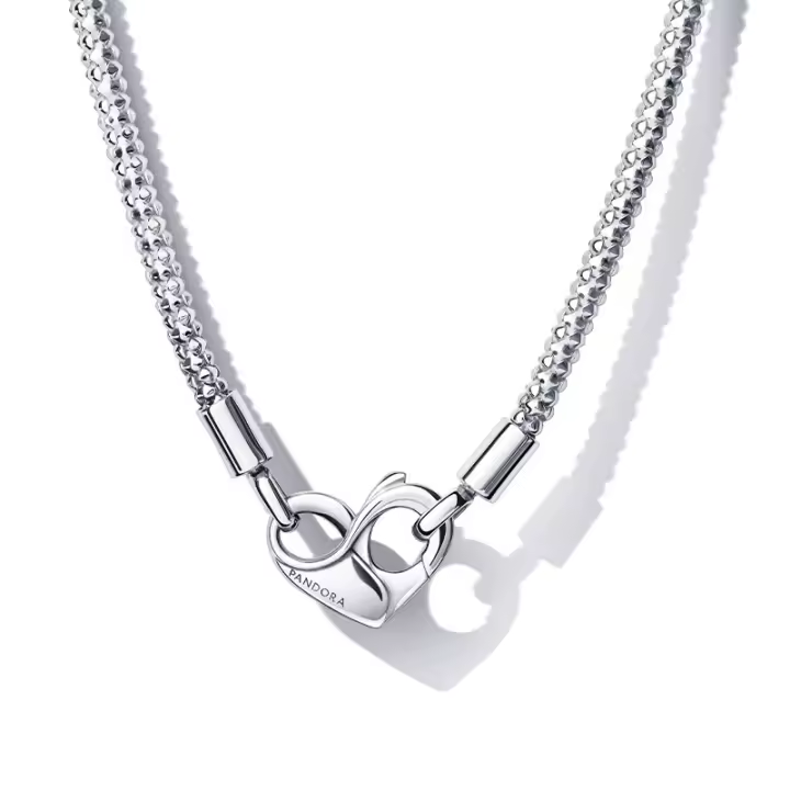 Pandora Collar de cadena con tachuelas, dijes y colgantes compatibles con momentos,plata de ley, 17.7 pulgadas,No es una piedra preciosa - 1