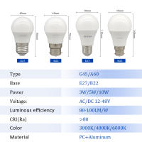 Bombilla LED A60 G45 10W Luz Blanca Cálida Bajo Voltaje AC DC 12V 24V 36V 48V Para Cadena De Luces Reemplazo Para Bombilla Solar - details 1