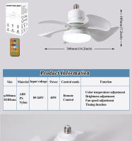 Luz de ventilador de tornillo E27, aspa de ventilador desmontable, lámpara de ventilador de techo con control remoto inteligente para dormitorio pequeño y restaurante - details 8
