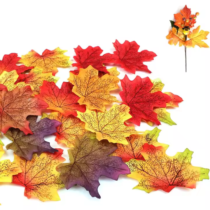200 Piezas de Hojas de Arce Artificiales de otoño, Planta de Hoja de Arce simulada, decoración de Fiesta de Bodas en el aula Interior para Bodas, Accesorios de Escena fotográfica, Fiestas de otoño. - 1