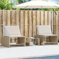 vidaXL Tumbonas con mesita 2 unidades ratán sintético Sillas de Exterior Ideal para jardín, playa, piscina, terraza Tumbona Piscina Tumbonas Playa Tumbonas Jardín Exterior - details 1