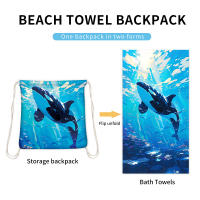Bolsa de Playa de microfibra con Cordón, 2 en 1, toalla de Playa, mochila estampada, mochila múltiple - details 2
