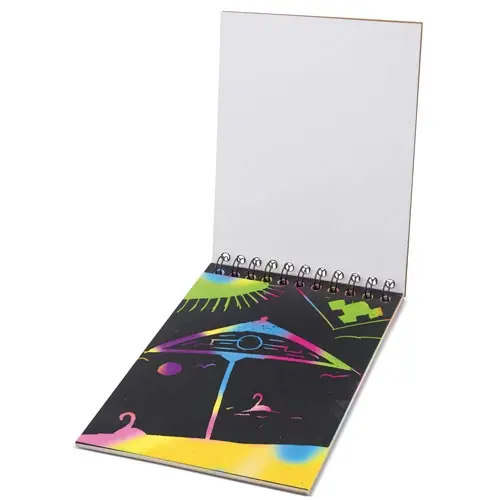 ADRI. Lote 15 Libretas para niñas y niños con papel de rascar arcoiris con lapiz de madera, libretas mágicas para regalos de cumpleaños. Bloc Scratch 8 hojas cada uno - 1