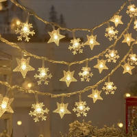 Guirnalda De LED Para Navidad 1M-30M Estrellas Y Copos De Nieve Luces De Hadas Adornos Para Decoración De Árbol De Navidad Y Fiestas En Casa - details 4