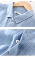 Camisa De Lino 100% Para Hombre Diseño Vintage Con Mangas Largas Cuello En V Casual Botones Ocultos Moda Moderna Para Oficina Y Uso Diario - details 15
