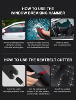 Herramienta De Escape Para Coche Multi Funcional Martillo De Ventana En ABS Corte De Cinturón Con Llavero Para Seguridad Automotriz Amagi - details 13