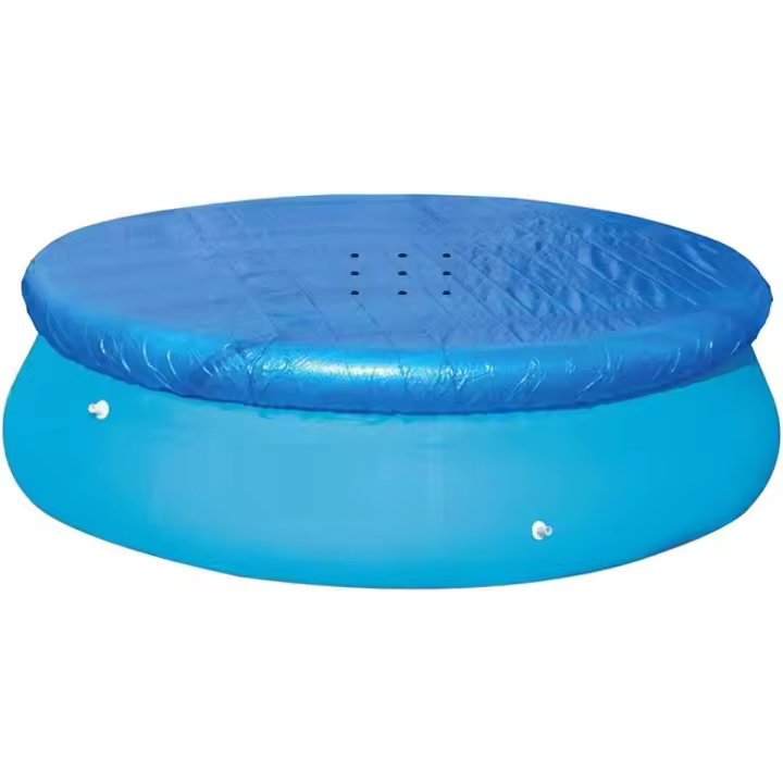 Cubierta redonda para piscina de 6/8/10/12/15 pies, adecuada para piscinas inflables y piscinas con estructura elevada, con orificios de drenaje, sujeción con cuerda, a prueba de polvo y hojas, que reduce la evaporación del agua - 1