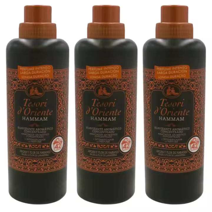 Pack de 3 Suavizantes Tesori d'Oriente Hammam – Suavizante Argán y Flor de Naranjo, 760ml. Perfume Intenso y Envolvente que Impregna tus Tejidos, Ofreciendo una Experiencia Única de Bienestar y Armonía Inspirada en los Rituales del Hammam aromatica - 1