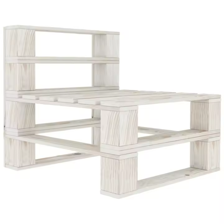 vidaXL Sofá central de palés para jardín madera blanco - 1