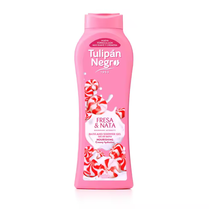 Gel de Baño Tulipán Negro Fresa y Nata, 650 ml - Hidratación y Fragancia Duradera, Cuida tu Piel - 1