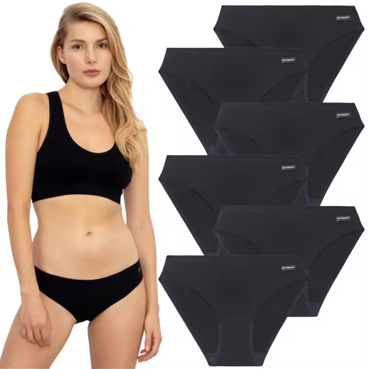 Don Algodon  Pack de 6 Bragas de Algodon para Mujer  Braguitas Suaves y Comodas  Braguitas Elasticas Negras y Beige para Uso Diario - 1