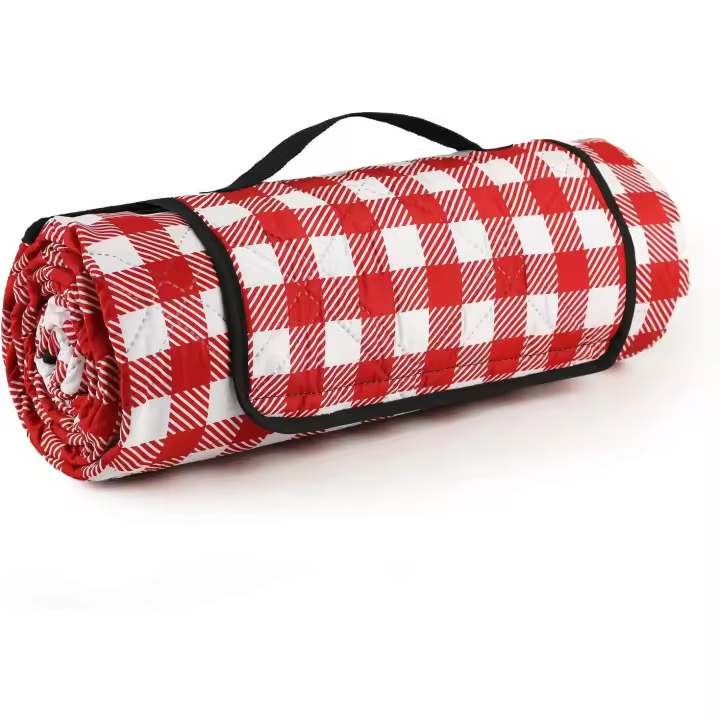 Manta de picnic al aire libre 200 x 200 cm, impermeable (rojo y blanco) - 1